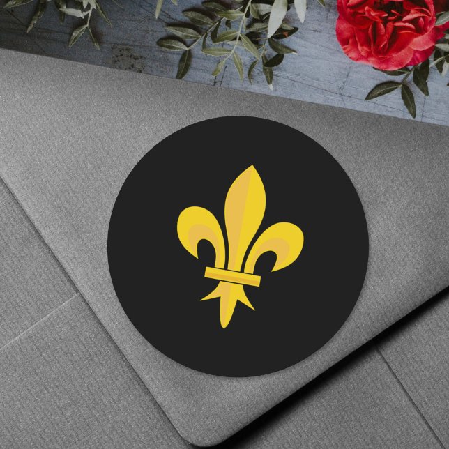 Autocollant Noir avec Fleur de Lys Or (Fleur de Lis on Black Sticker)
