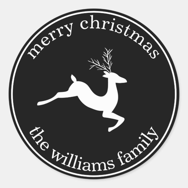 Autocollant noir renne de Noël (Devant)