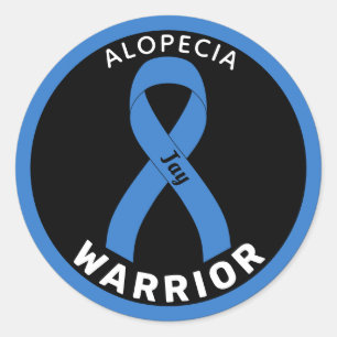 Autocollant noir rond Alopecia Warrior