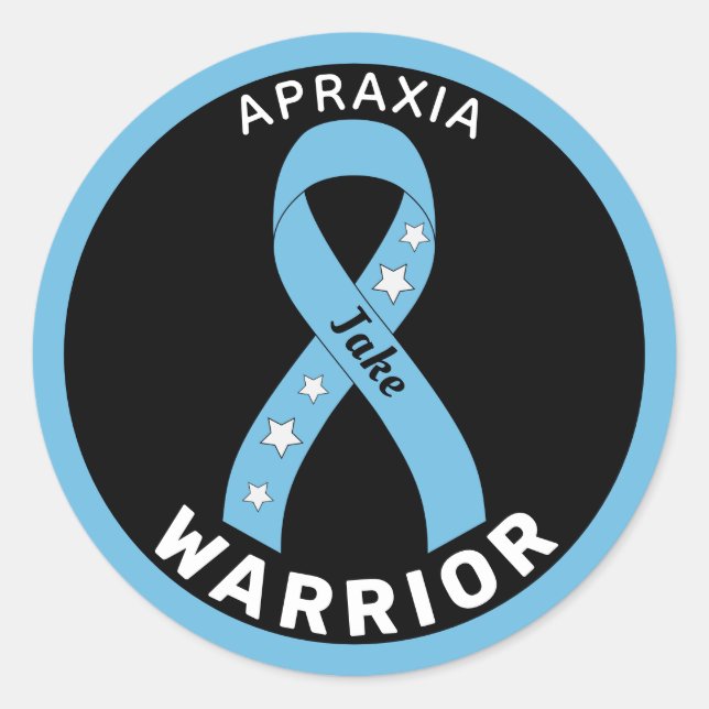 Autocollant noir rond Apraxia Warrier Ribbon (Devant)
