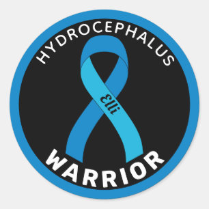 Autocollant noir rond Hydrocéphalie Warrier