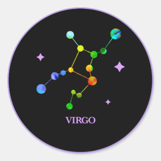 Autocollant noir Zodiac Virgo Rainbow