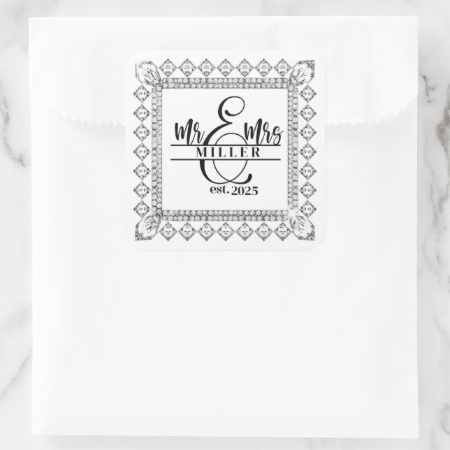 Autocollant Nom Personnalisé M. & Mme (Sac)