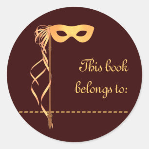 Autocollant nommé de livre (masque de ruban d'or)