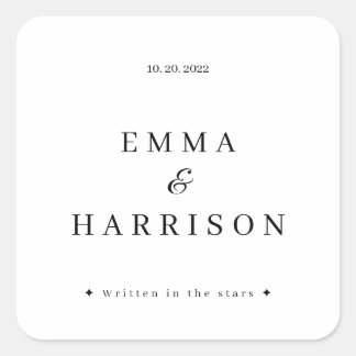 Autocollant Noms de Mariage Personnalisés Monogram