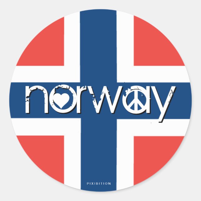 Autocollant Norvège Amour Paix 1 (Devant)