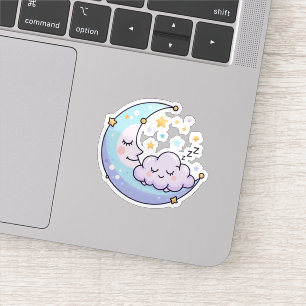 Autocollant Nuage Lune Dormante Kawaii Céleste