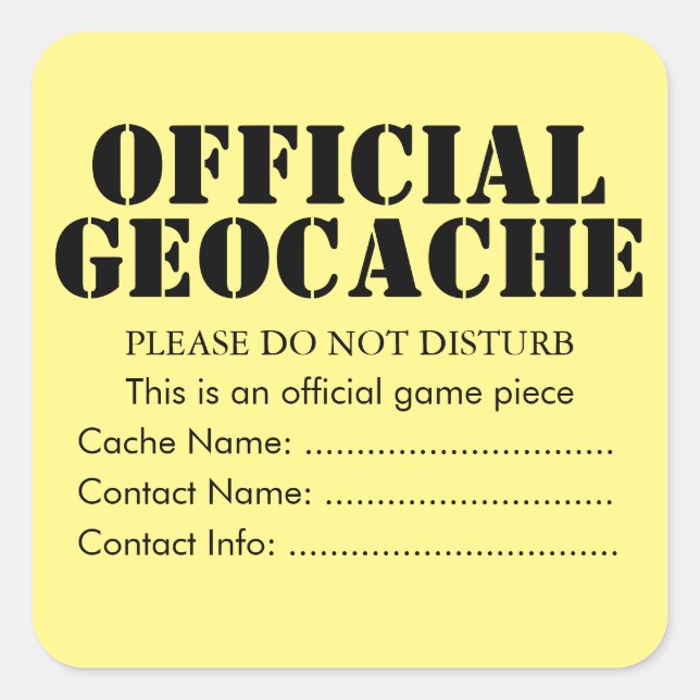 Autocollant officiel personnalisé Geocache (Devant)