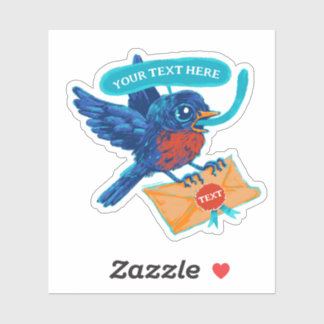 Autocollant Oiseau Bleu Personnalisable Facteur