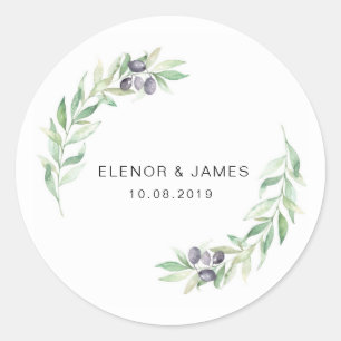 Autocollant olive de faire-part de mariage