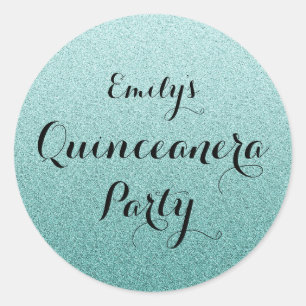 Autocollant Ombre Quinceanera turquoise Faux Parti