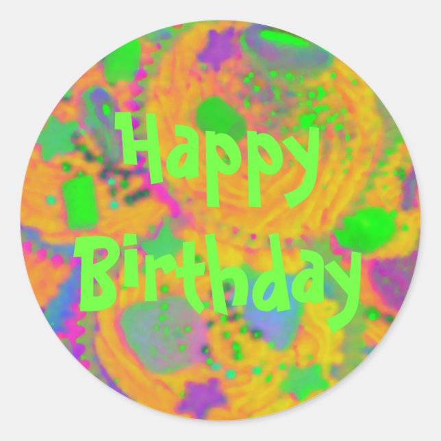 Autocollant Orange Cupcakes 'Joyeux Anniversaire ' (Devant)