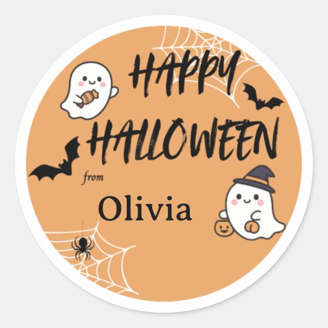 Autocollant orange Halloween mignon (Devant)