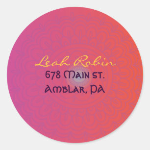 Autocollant orange rouge d'adresse de retour de