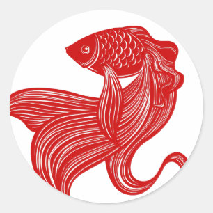 Autocollant original de poisson rouge de