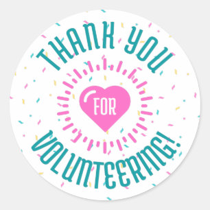 Autocollant ou bouton Merci de votre volontariat