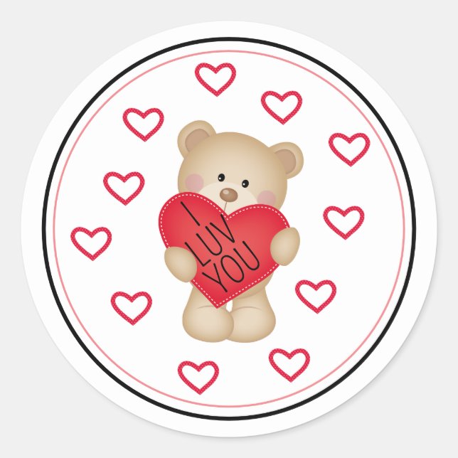Autocollant Ourson en peluche JE T'AIME (Devant)
