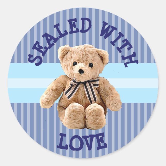 Autocollant Ourson en Peluche Scellé avec Amour (Devant)