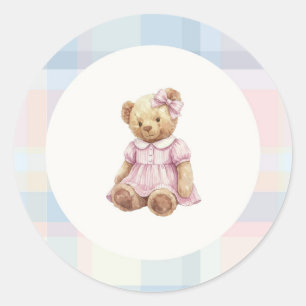 Autocollant ourson fille rose