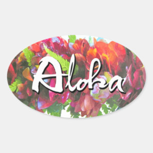 Autocollant Oval Aloha Haku Lei