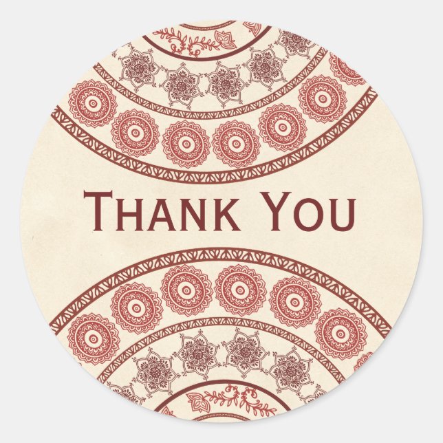 Autocollant Oval du Mariage indien Henna Mehndi (Devant)