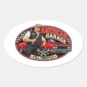 Autocollant ovale American Garage Full Throttle