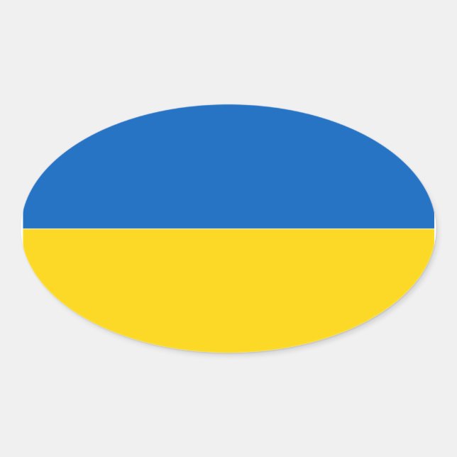 Autocollant ovale du drapeau de l'Ukraine (Devant)