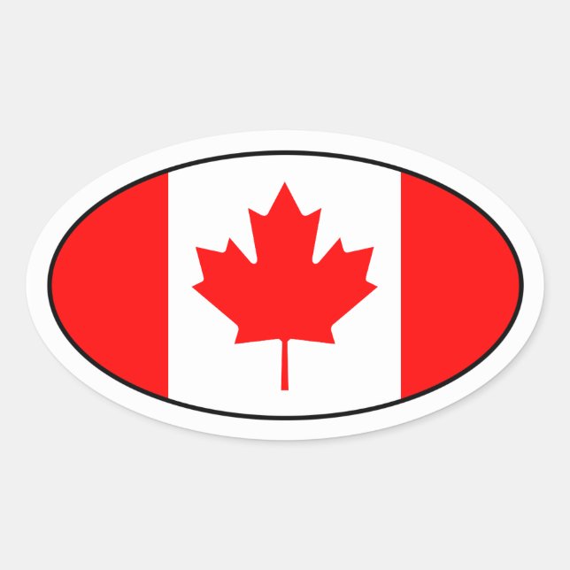 Autocollant ovale du drapeau du Canada (Devant)