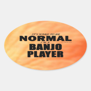 Autocollant ovale du joueur de banjo normal