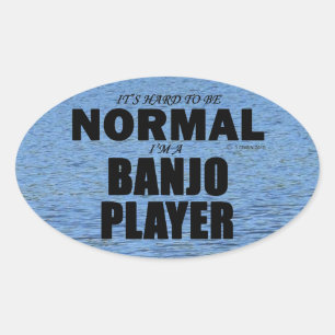 Autocollant ovale du joueur de banjo normal