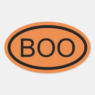 Autocollant ovale Halloween Boo
