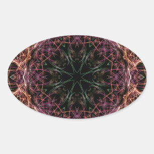 Autocollant ovale Kaleidoscope Web of Color