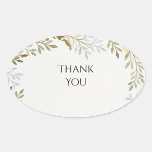Autocollant ovale Merci Sage Gold Leaf