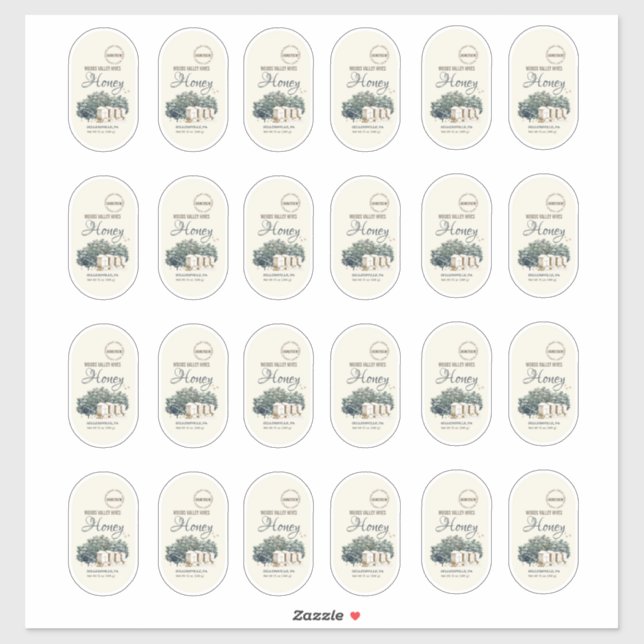 Autocollant ovale personnalisé Cylindre de miel 12 (Feuille)