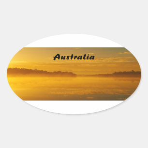 Autocollant ovale - soleil levant doré Australie