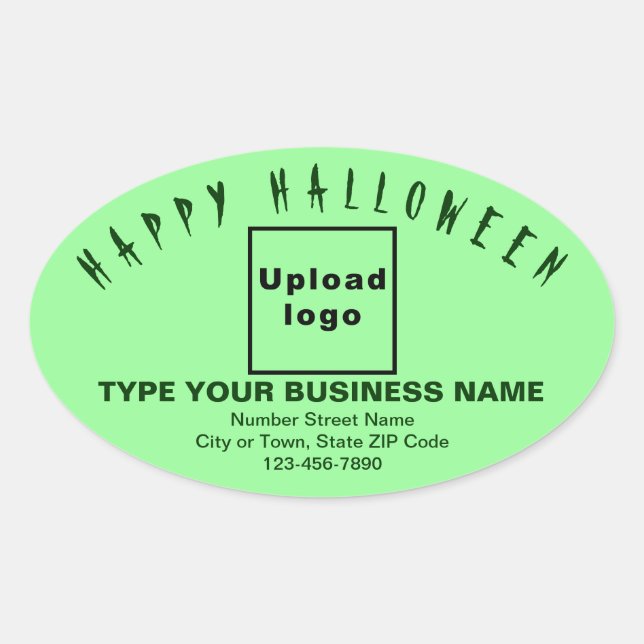 Autocollant ovale vert clair Halloween d'affaires (Devant)