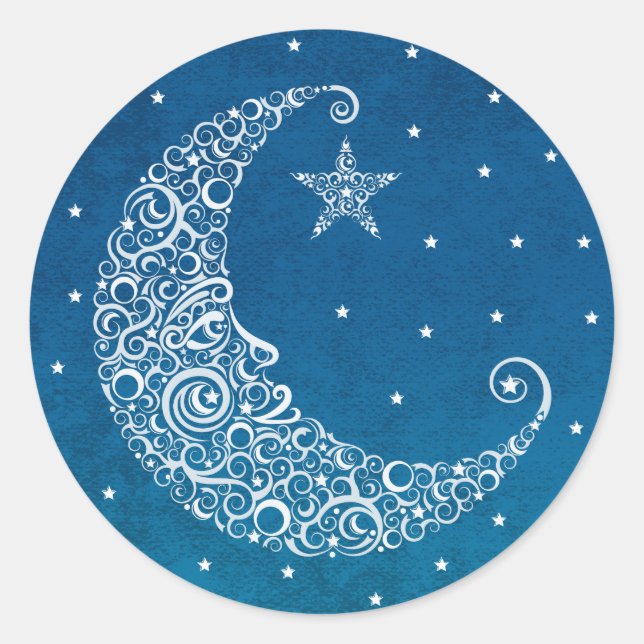 Autocollant Over the Moon - Bleu (Devant)