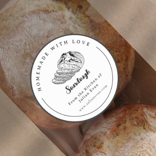 Autocollant pain au levain fait maison noir et bla