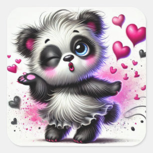 Autocollant Panda Mignon de la Saint-Valentin – Cr
