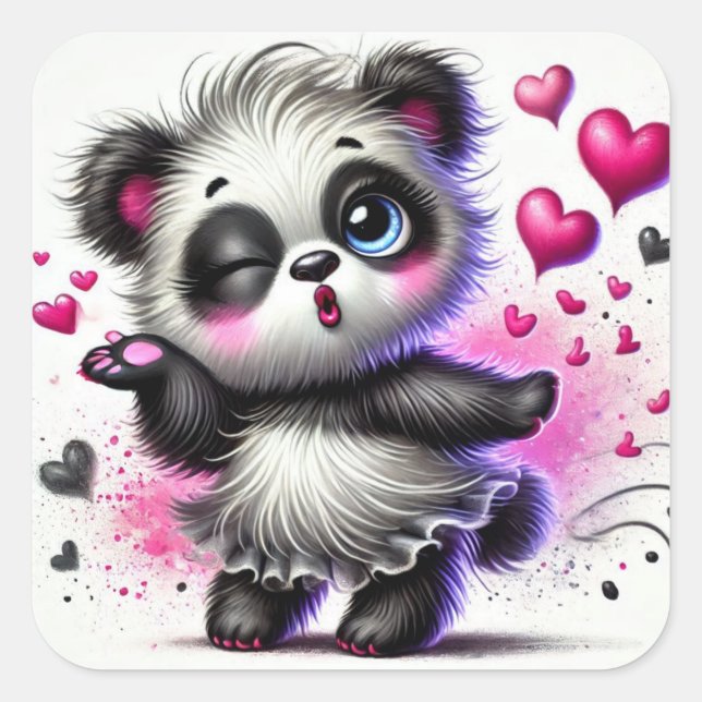 Autocollant Panda Mignon de la Saint-Valentin – Cr (Devant)