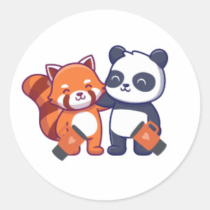 autocollant panda rouge noir et blanc