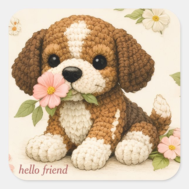 Autocollant papillon floral chiot mignon – Fantais (Devant)