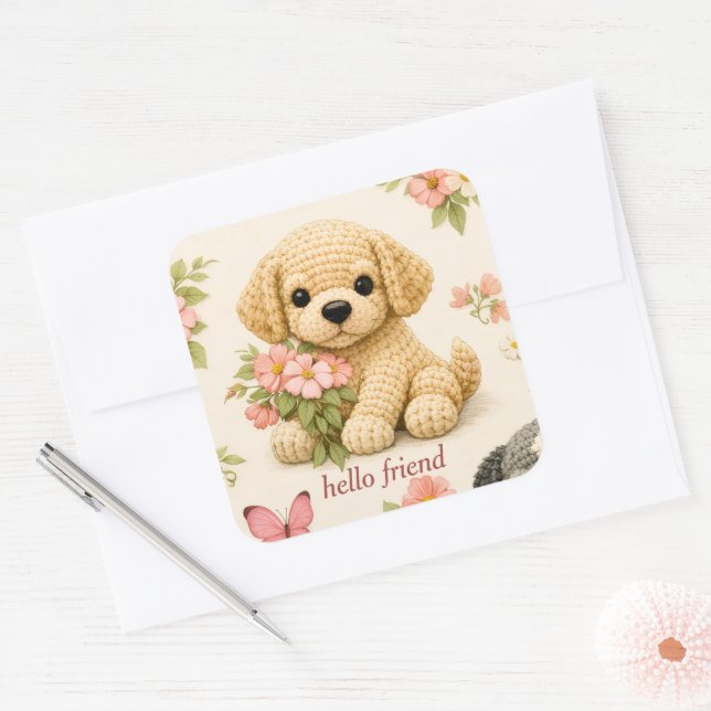 Autocollant papillon floral chiot mignon – Fantais (Enveloppe)