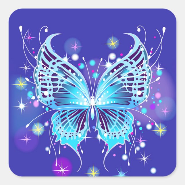 Autocollant Papillon Lumineux Bleu  ("Send a little sparkle with every letter")