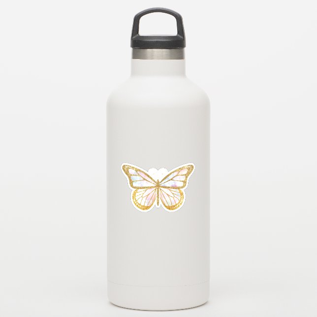 Autocollant papillon pailleté or mignon (Gourde)