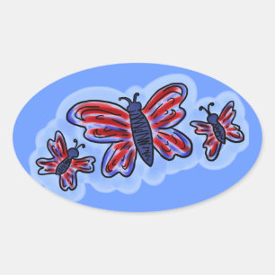 Autocollant papillon patriotique