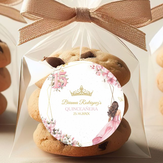 Autocollant Papillons Floraux Diadème Doré Rose Fa (Créateur téléchargé)