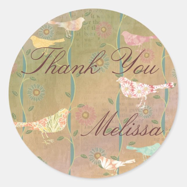 Autocollant Pastel Flower Bird personnalisé (Devant)