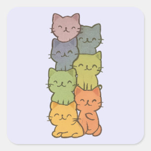 Autocollant pastel Kawaii Cat Stack