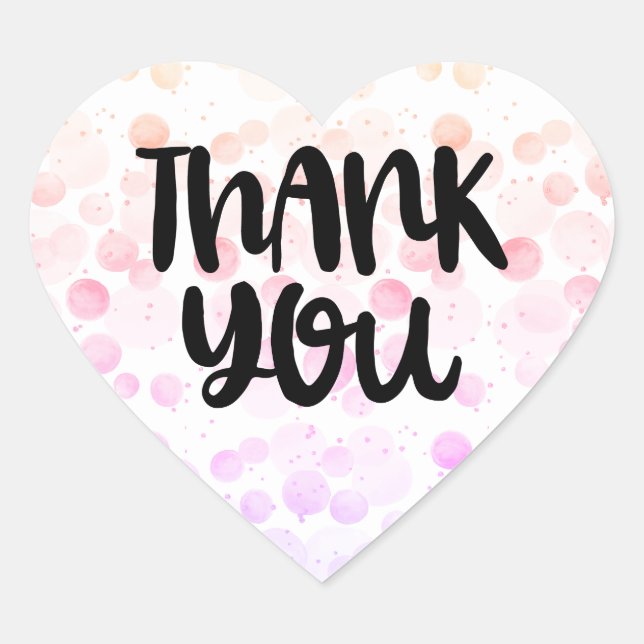 autocollant pastel Merci-coeur aquarelle (Devant)